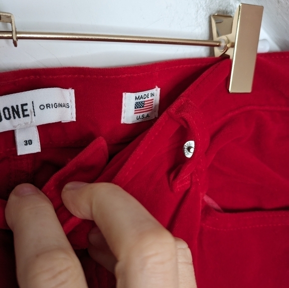 RE/DONE Cropped High-rise Stretch-velvet Skinny Pants In Red Size 30 - Picture 2 of 11